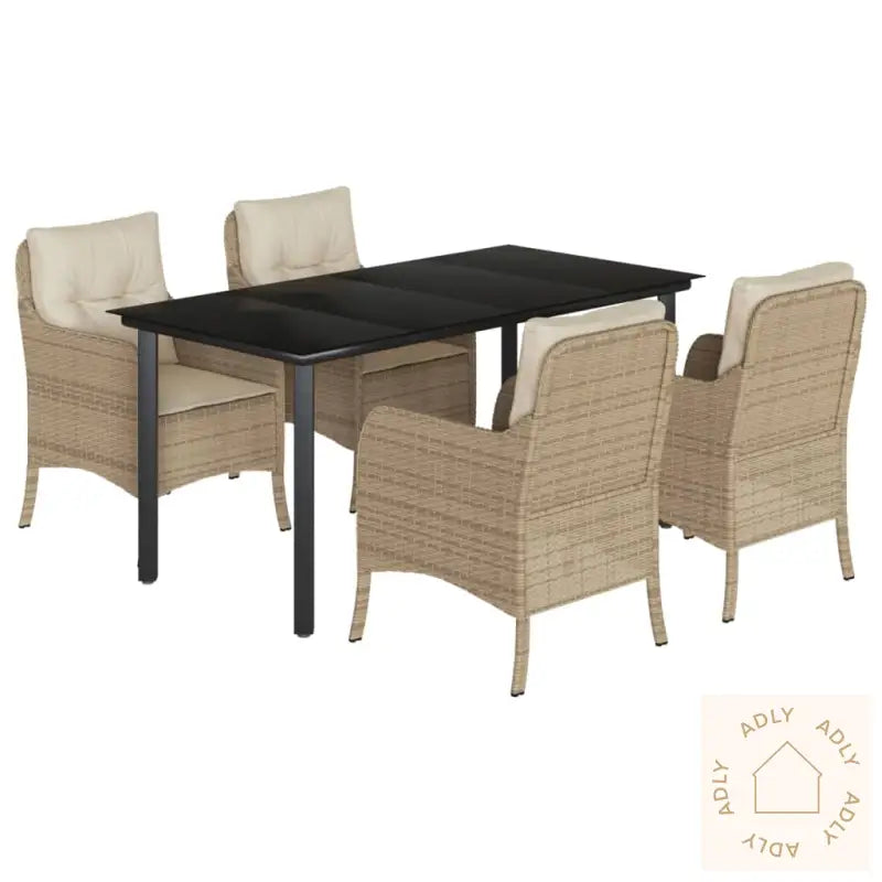 Hagespisegruppe Med Puter 5 Deler Polyrotting Beige