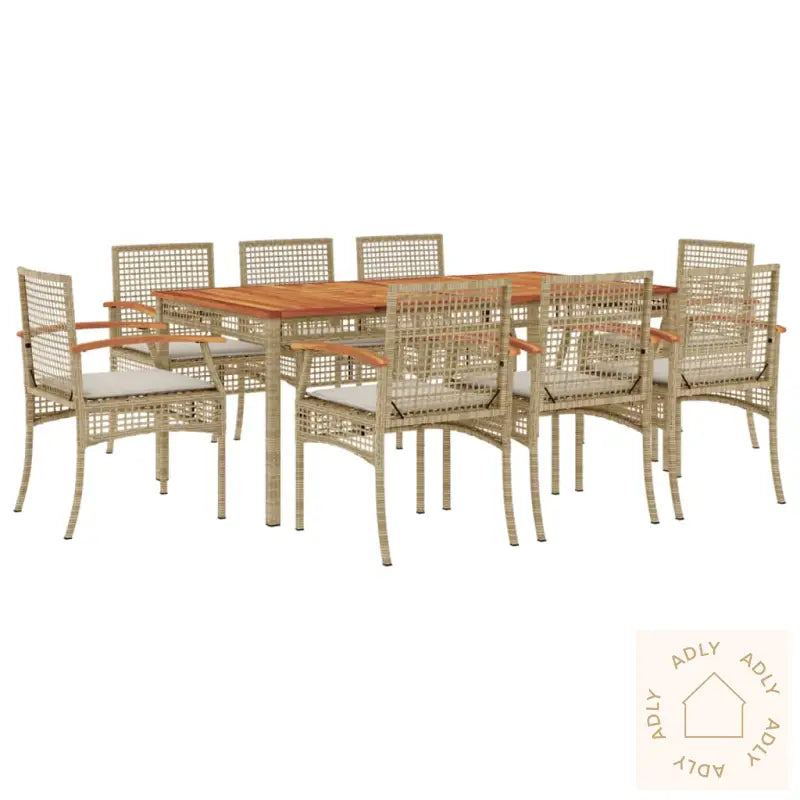 Hagespisegruppe Med Puter 9 Deler Polyrotting Beige