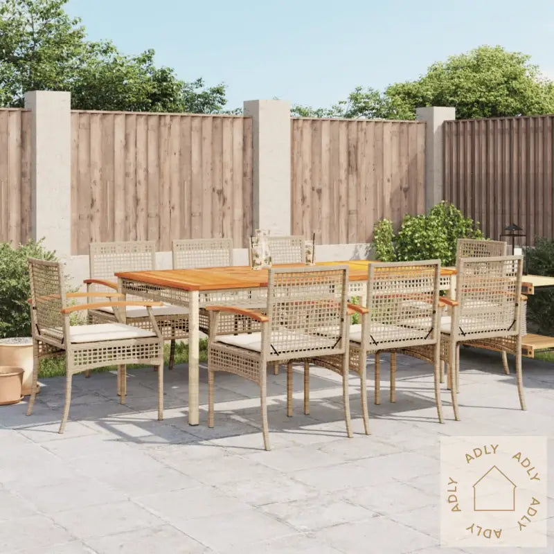 Hagespisegruppe Med Puter 9 Deler Polyrotting Beige