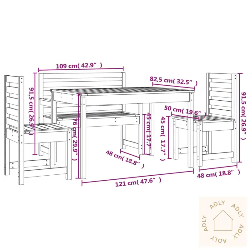 Utendørs Spisestue 4 Deler Heltre Douglasgran