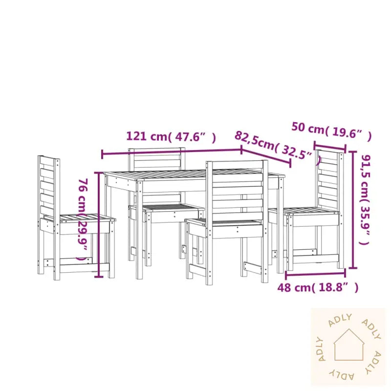 Hagespisestue 5 Deler Hvit Heltre Furu