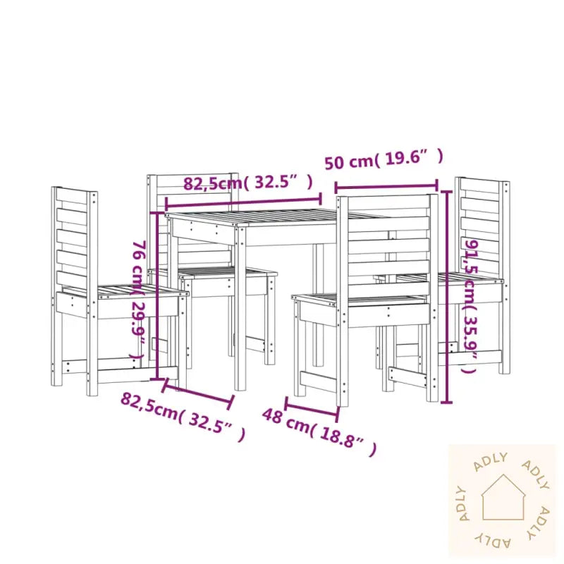 Hagespisestue 5 Deler Hvit Heltre Furu