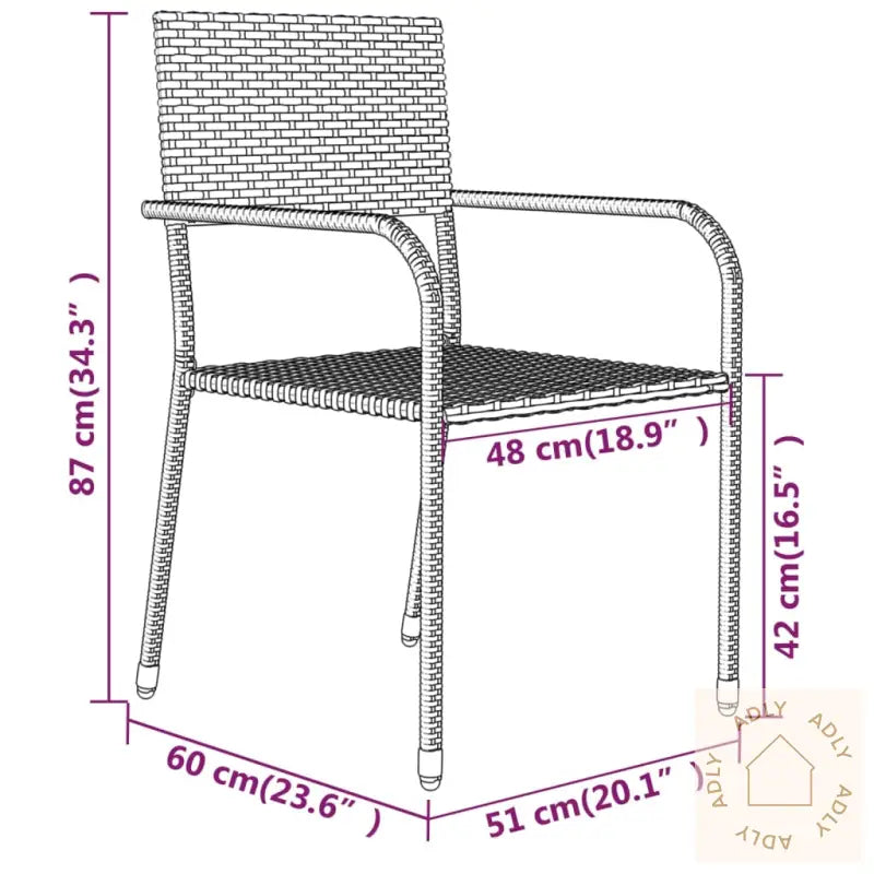 Utendørs Spisestue 5 Deler Svart