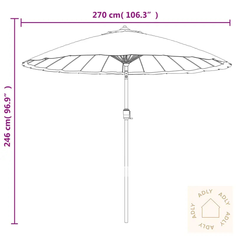 Parasoll Med Aluminiumsstang 270 Cm Gråbrun