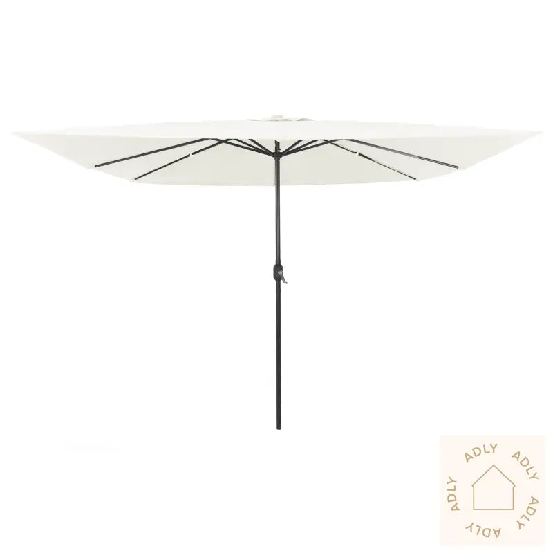 Firkantet Hageparasol Med Led-Lamper 295X245 Cm Sandhvit