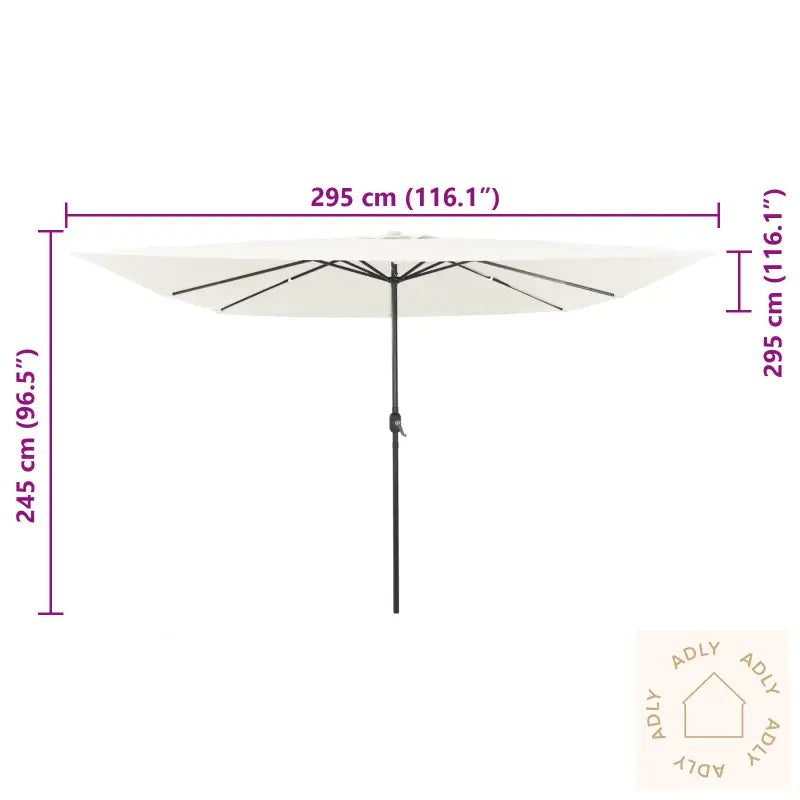 Firkantet Hageparasol Med Led-Lamper 295X245 Cm Sandhvit