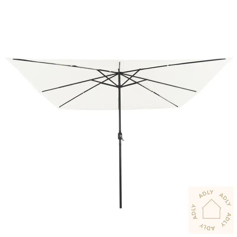 Firkantet Hageparasol Med Led-Lamper 295X245 Cm Sandhvit