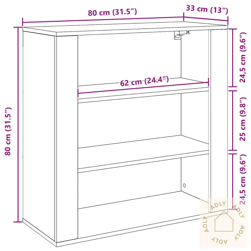 Veggskap Svart Eik 80X33X80 Cm Konstruert Tre