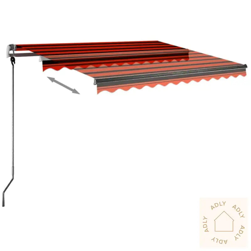 Manuell Uttrekkbar Markise Med Led 350X250 Cm Oransje Og Brun
