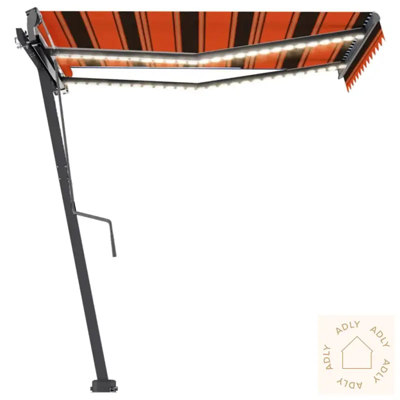 Manuell Uttrekkbar Markise Med Led 350X250 Cm Oransje Og Brun