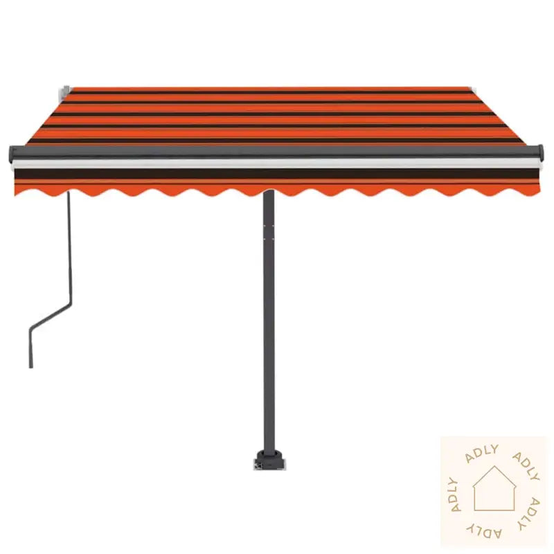 Manuell Uttrekkbar Markise Med Led 350X250 Cm Oransje Og Brun