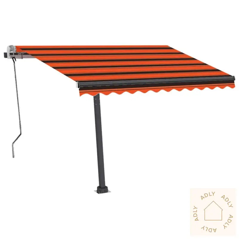 Manuell Uttrekkbar Markise Med Led 350X250 Cm Oransje Og Brun