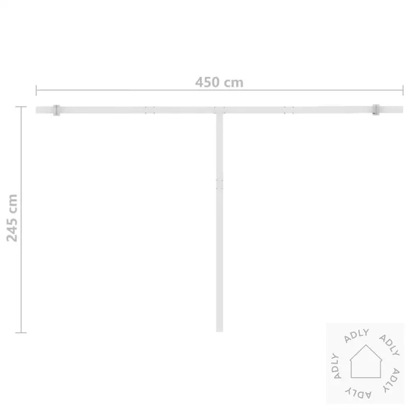 Manuell Uttrekkbar Markise Med Led 450X300 Cm Blå Og Hvit