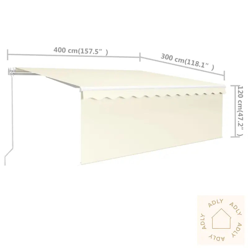 Manuell Uttrekkbar Markise Med Rullegardin 4X3 M Kremhvit