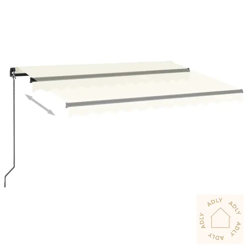 Manuell Uttrekkbar Markise Med Led 350X250 Cm Kremhvit