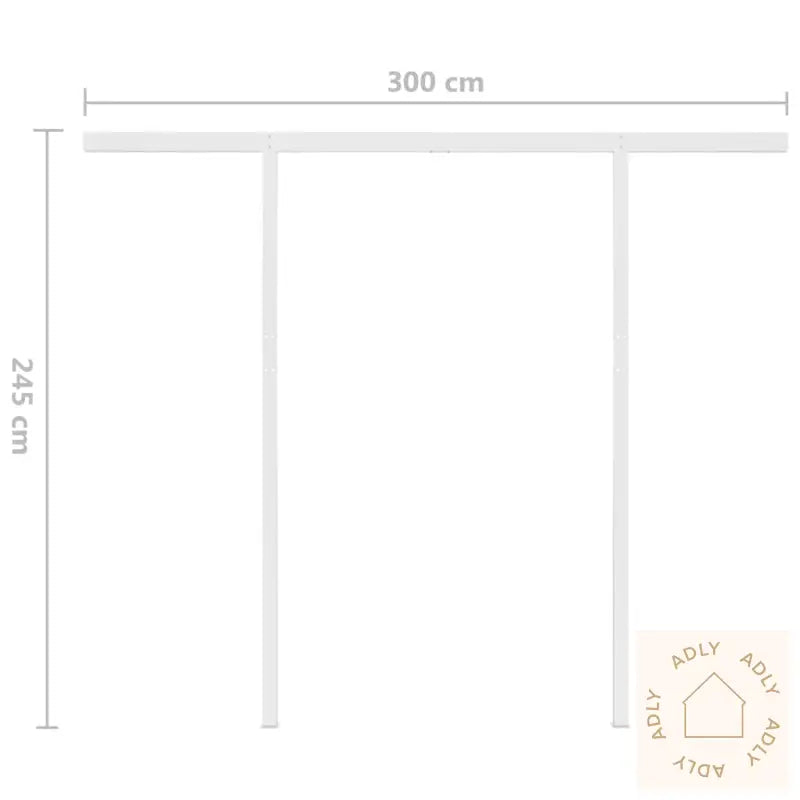 Manuell Uttrekkbar Markise Med Led 3X2,5 M Gul Og Hvit