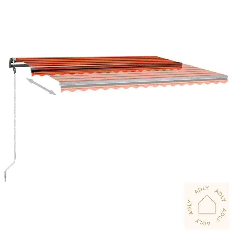 Manuell Uttrekkbar Markise Med Led 450X300 Cm Oransje Og Brun