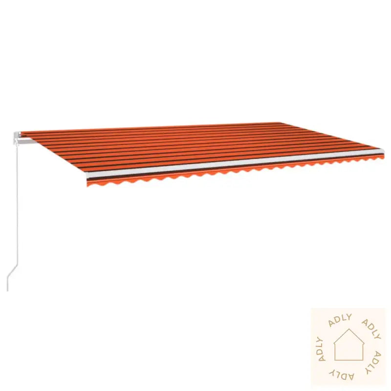 Manuell Uttrekkbar Markise Med Led 600X350 Cm Oransje Og Brun