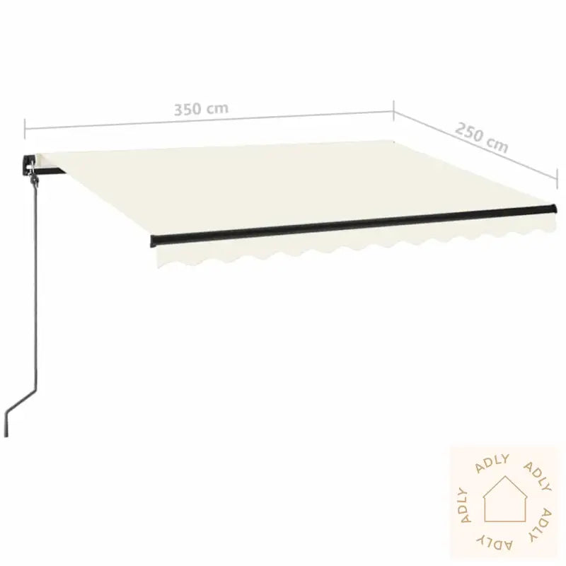 Manuell Uttrekkbar Markise Med Led 350X250 Cm Kremhvit