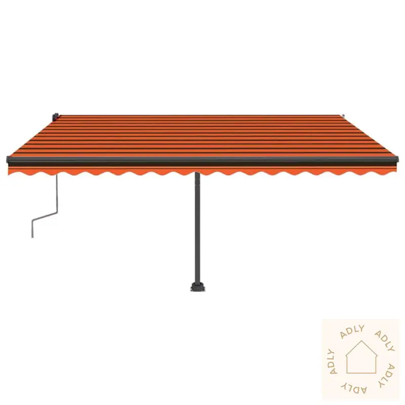 Manuell Uttrekkbar Markise Med Led 450X300 Cm Oransje Og Brun