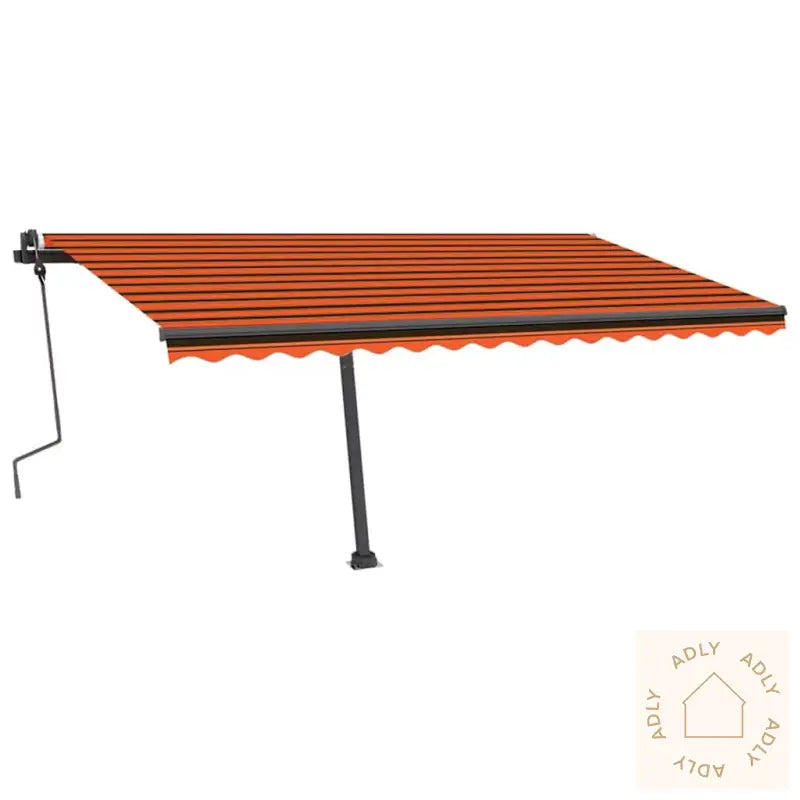 Manuell Uttrekkbar Markise Med Led 450X300 Cm Oransje Og Brun