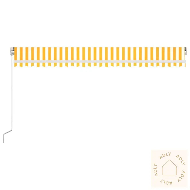 Manuell Uttrekkbar Markise Med Led 500X350 Cm Gul Og Hvit