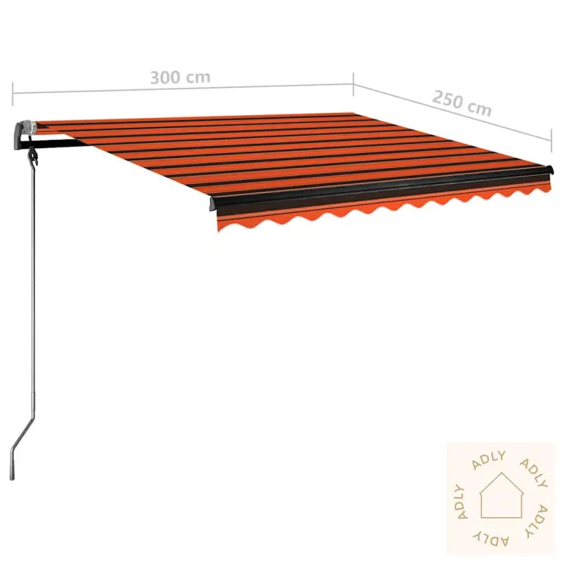 Manuell Uttrekkbar Markise Med Led 300X250 Cm Oransje Og Brun