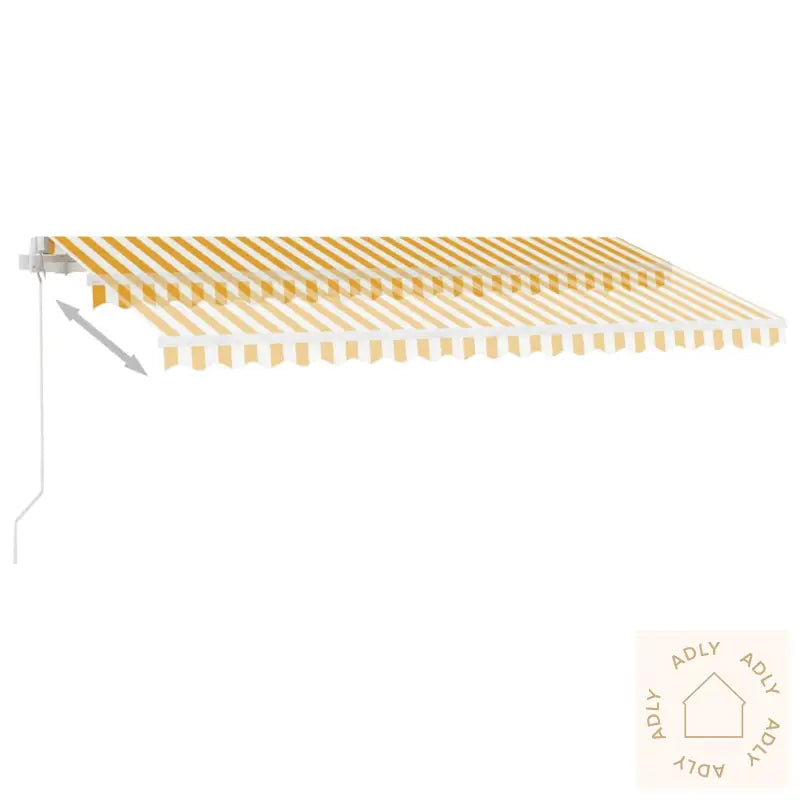 Manuell Uttrekkbar Markise Med Led 450X300 Cm Gul Og Hvit