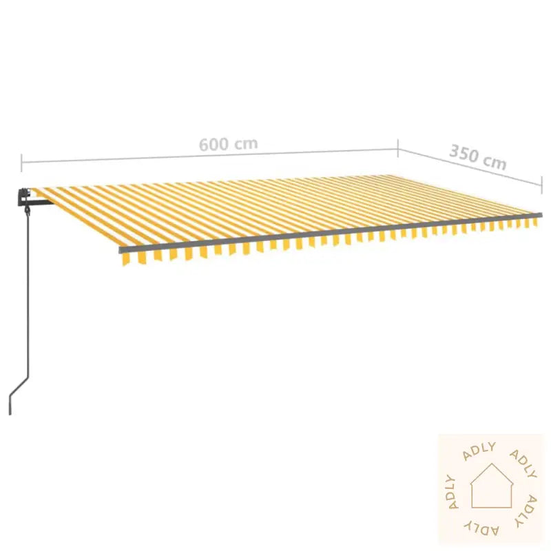Manuell Uttrekkbar Markise Med Led 6X3,5 M Gul Og Hvit