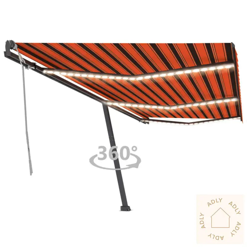 Manuell Uttrekkbar Markise Med Led 600X300 Cm Oransje Og Brun