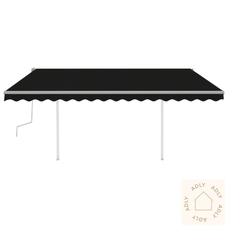 Manuell Uttrekkbar Markise Med Led 4X3,5 M Antrasitt