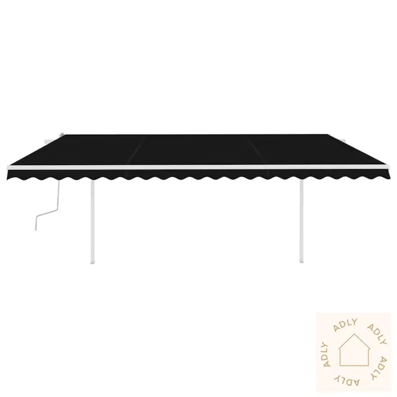 Manuell Uttrekkbar Markise Med Led 5X3 M Antrasitt