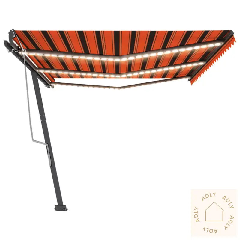 Manuell Uttrekkbar Markise Med Led 600X300 Cm Oransje Og Brun
