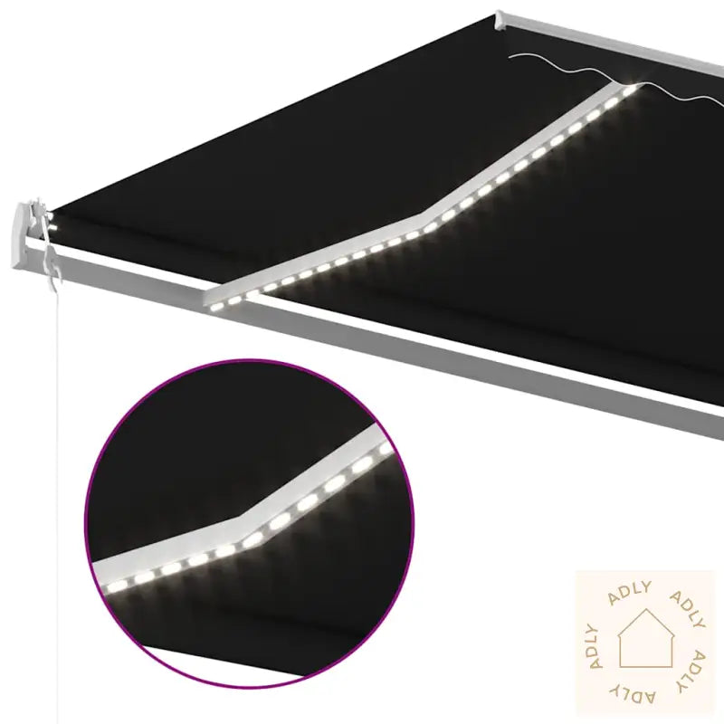 Manuell Uttrekkbar Markise Med Led 5X3 M Antrasitt