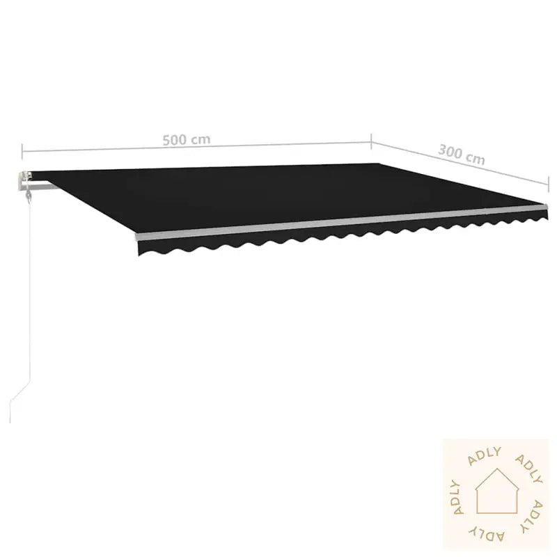 Manuell Uttrekkbar Markise Med Led 5X3 M Antrasitt