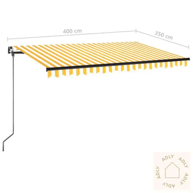 Manuell Uttrekkbar Markise 400X350 Cm Gul Og Hvit