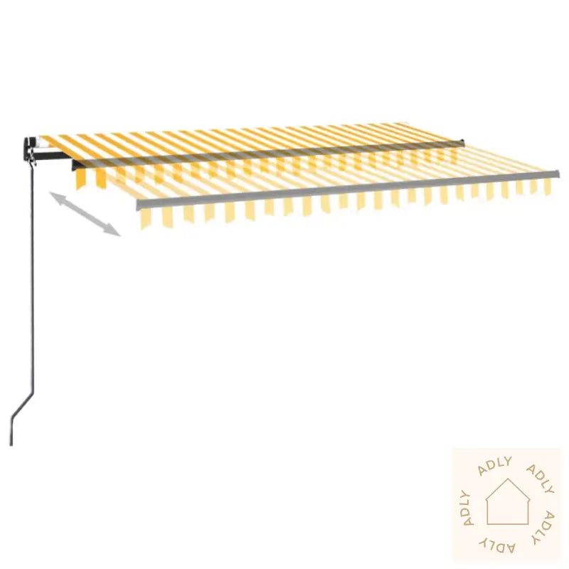 Manuell Uttrekkbar Markise 400X350 Cm Gul Og Hvit