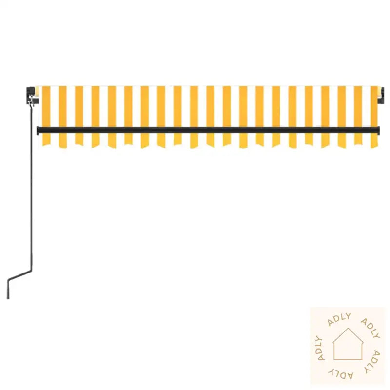 Manuell Uttrekkbar Markise Med Led 350X250 Cm Gul Og Hvit