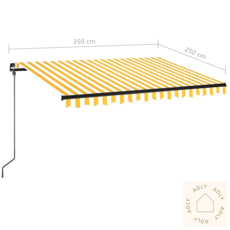 Manuell Uttrekkbar Markise Med Led 350X250 Cm Gul Og Hvit