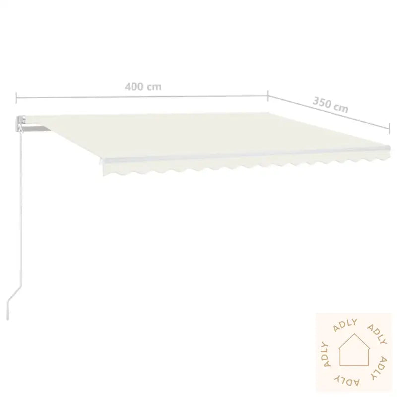 Manuell Uttrekkbar Markise Med Led 400X350 Cm Kremhvit