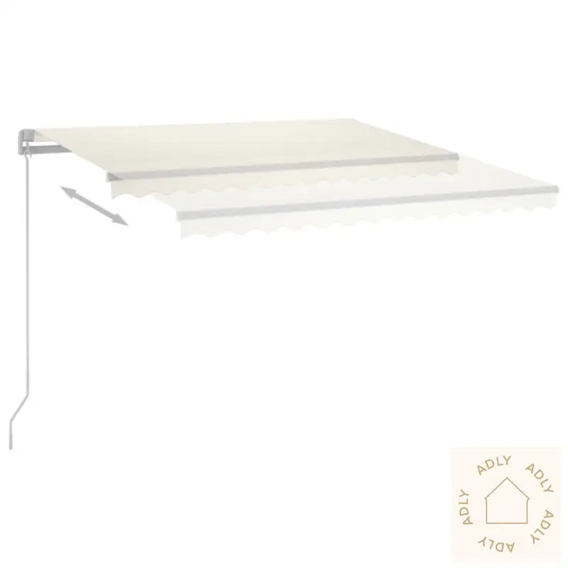 Manuell Uttrekkbar Markise Med Led 400X350 Cm Kremhvit
