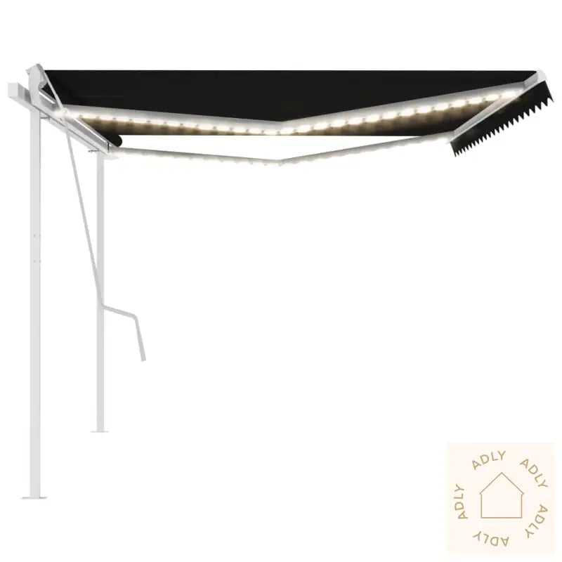 Manuell Uttrekkbar Markise Med Led 5X3,5 M Antrasitt