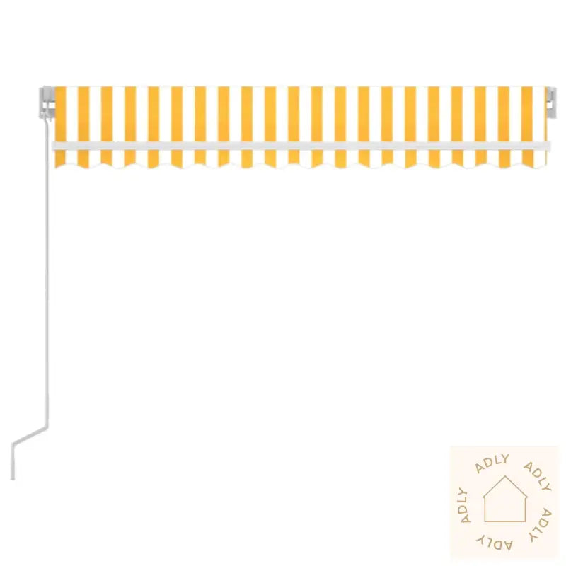Manuell Uttrekkbar Markise Med Led 350X250 Cm Gul Og Hvit