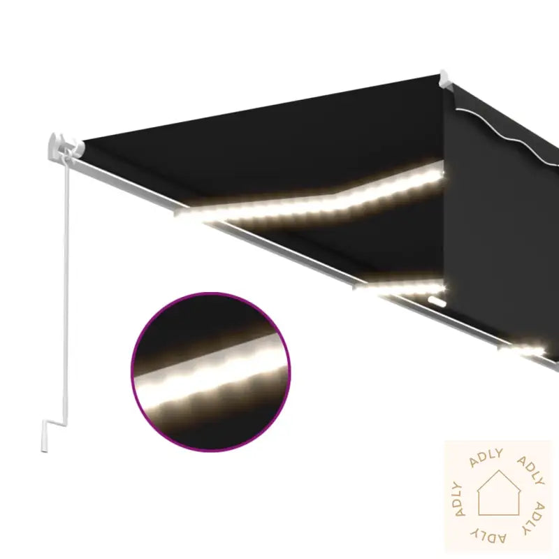 Manuell Uttrekkbar Markise Med Rullegardin Led 6X3 M Antrasitt