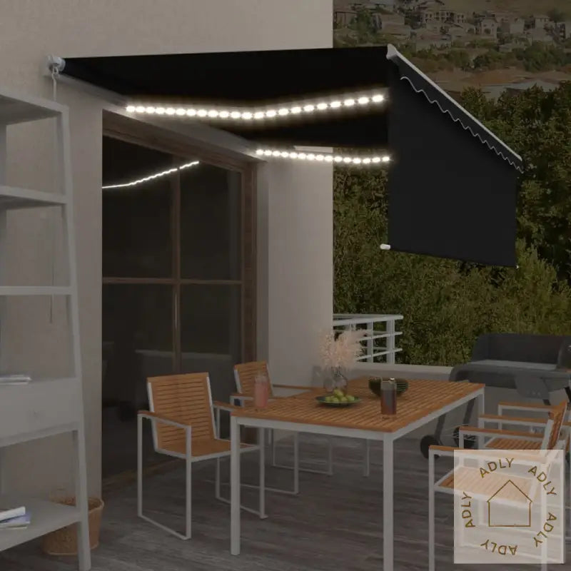 Manuell Uttrekkbar Markise Rullegardin Og Led 4X3 M Antrasitt