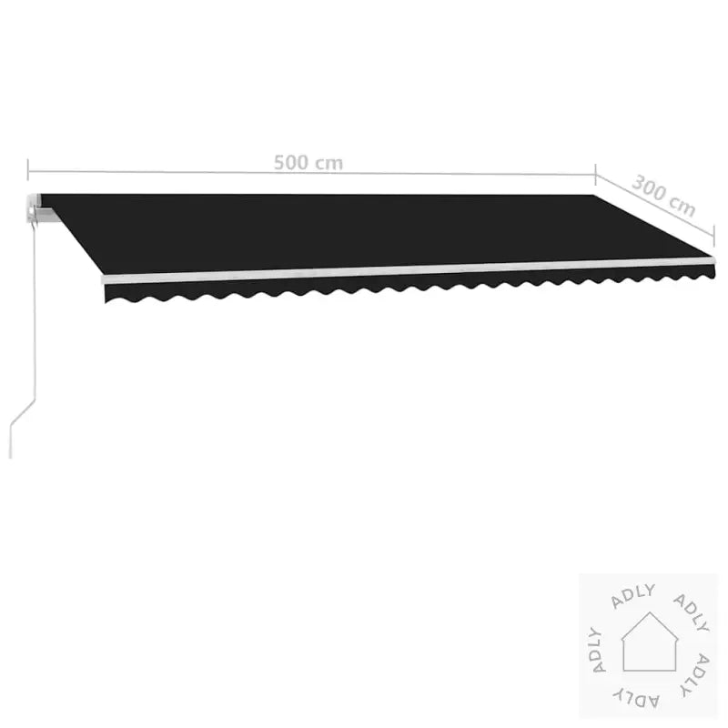 Manuell Uttrekkbar Markise Med Led 500X300 Cm Antrasitt