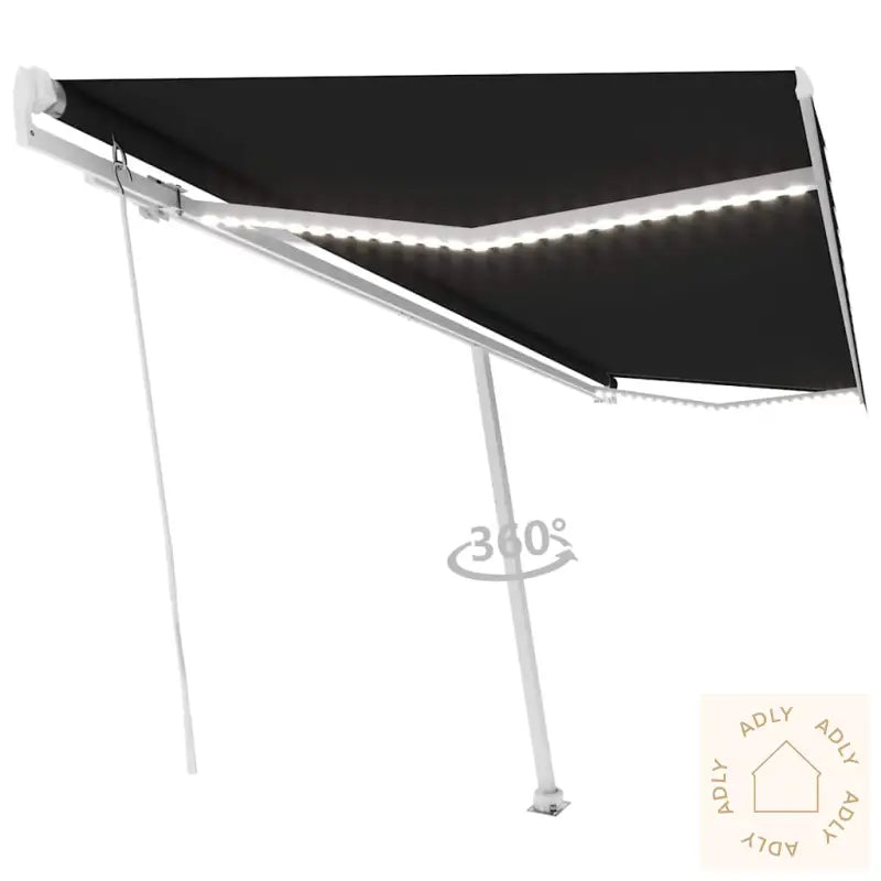 Manuell Uttrekkbar Markise Med Led 500X300 Cm Antrasitt