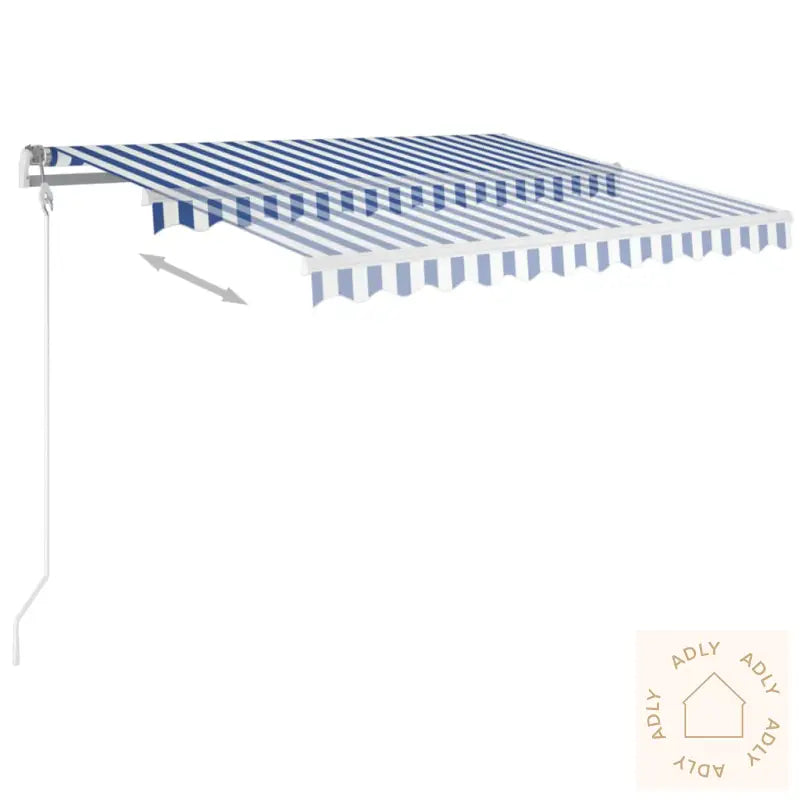 Manuell Uttrekkbar Markise Med Led 3,5X2,5 M Blå Og Hvit