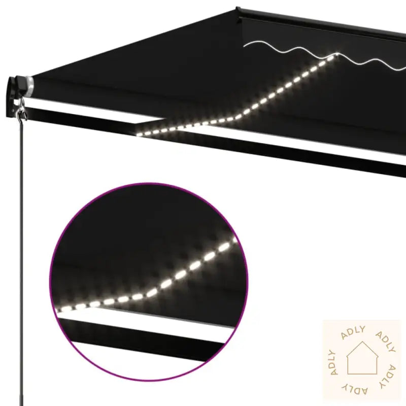 Manuell Uttrekkbar Markise Med Led 450X350 Cm Antrasitt