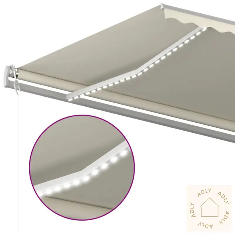 Manuell Uttrekkbar Markise Med Led 6X3 Kremhvit